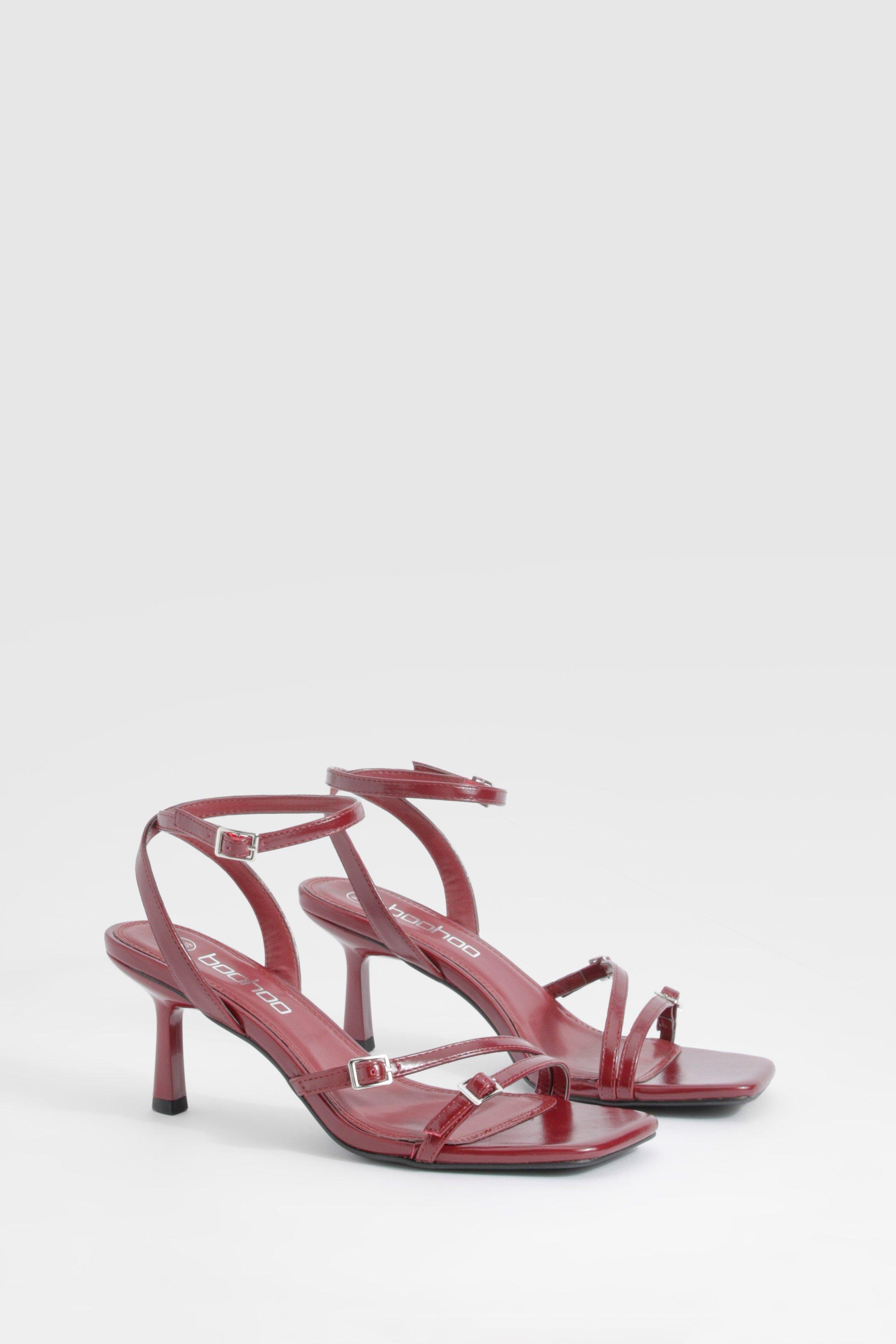 Red barely there mid heels discount